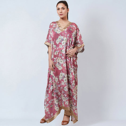 Blush Pink and Gold Floral Kaftan