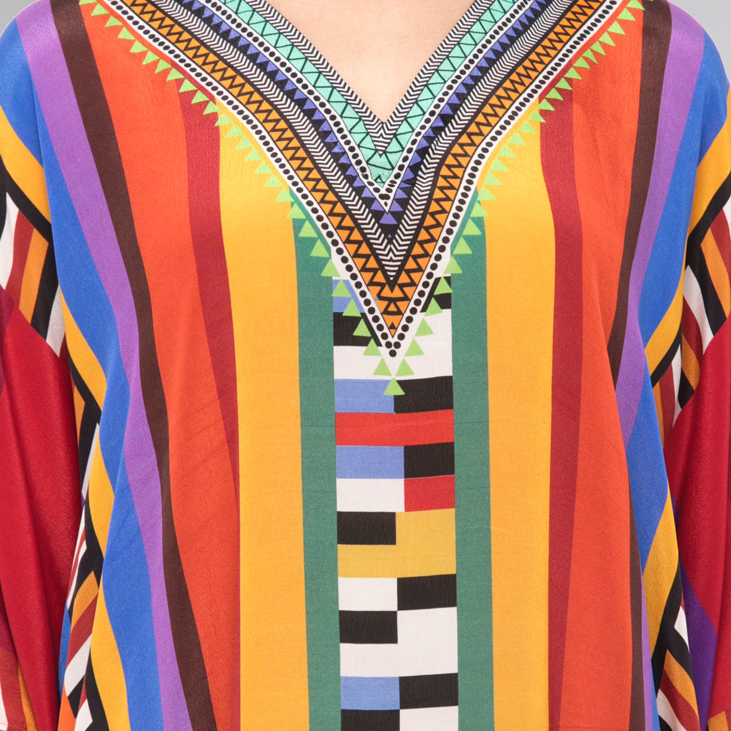 Multicoloured Geometric Mid Length Kaftan