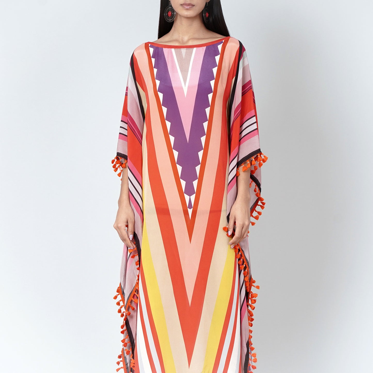 Candy Stripe Mid Length Kaftan
