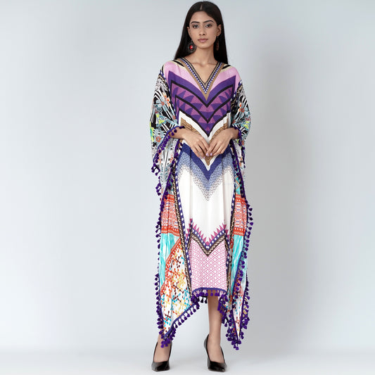 Purple and Pink Chevron Mid Length Kaftan