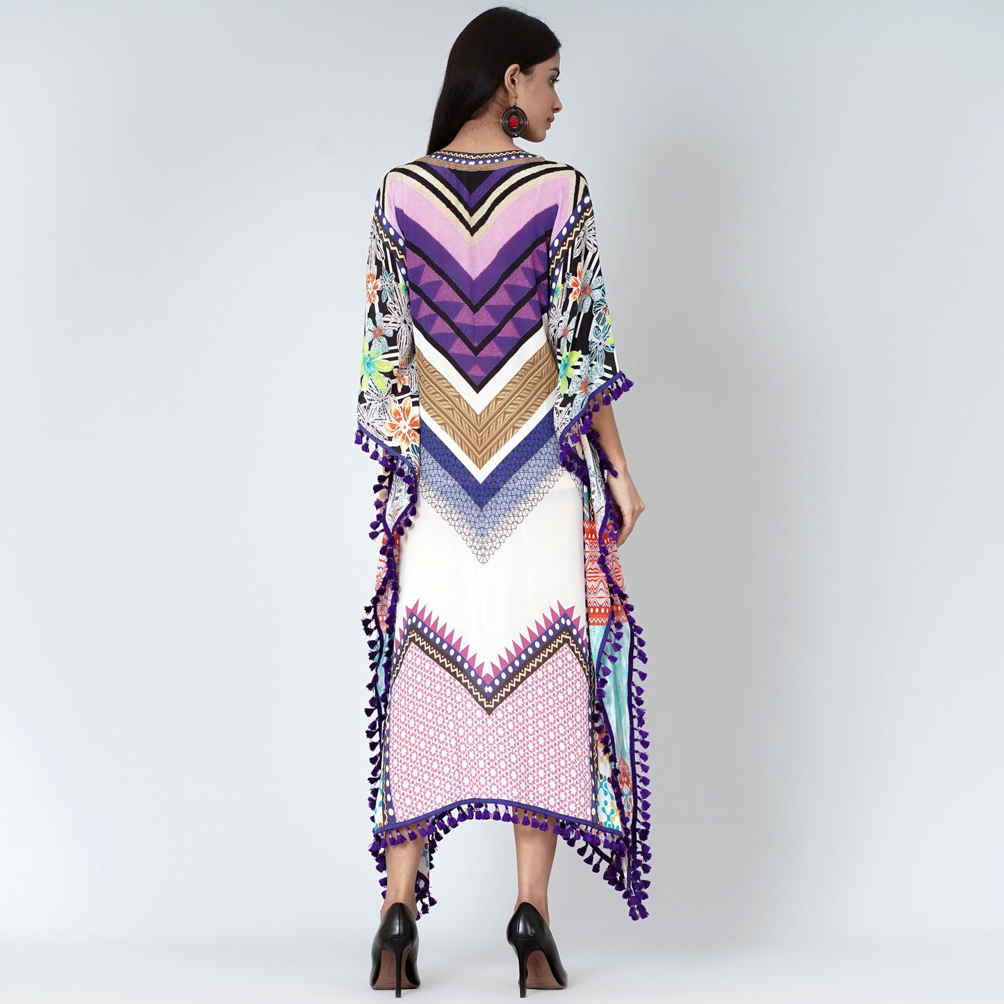 Purple and Pink Chevron Mid Length Kaftan