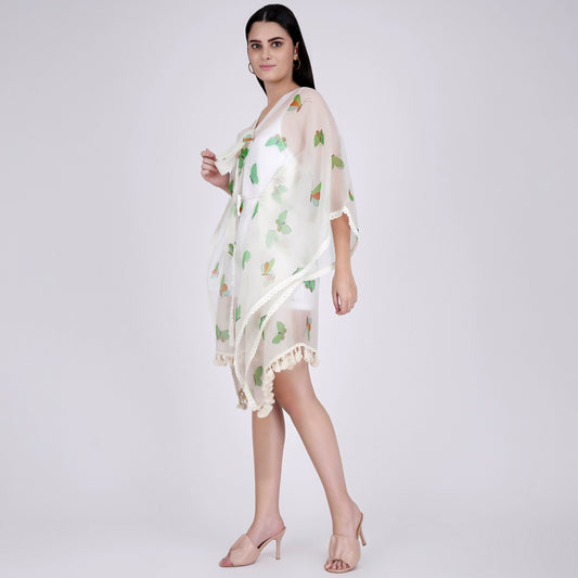 Neon Green Butterfly Mid Length Kaftan