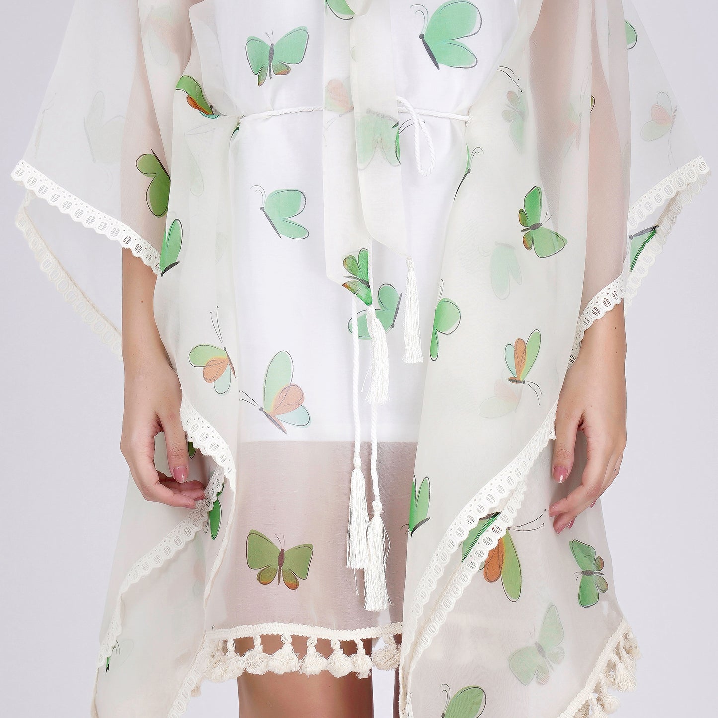 Neon Green Butterfly Mid Length Kaftan