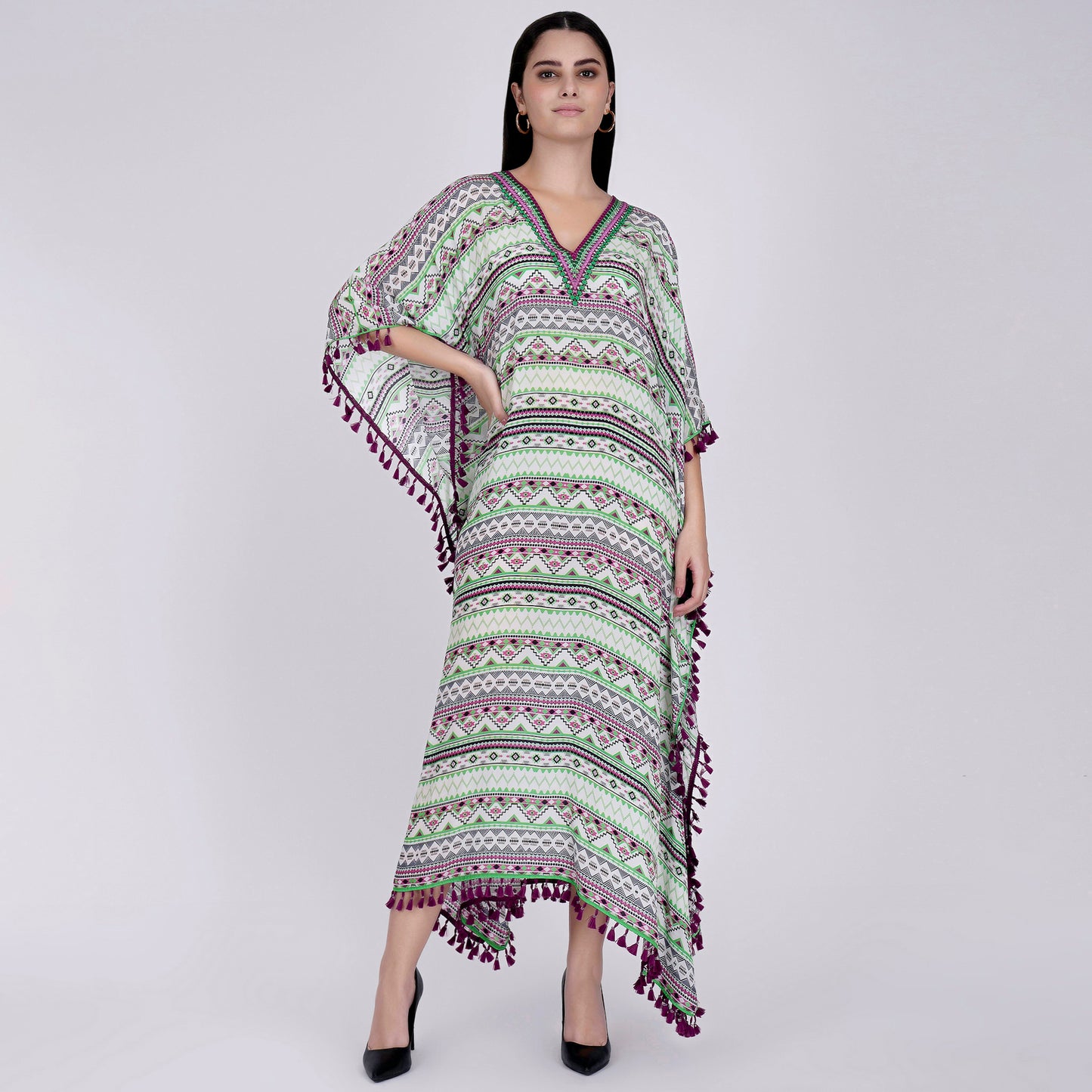 Lime Green Aztec Mid Length Kaftan