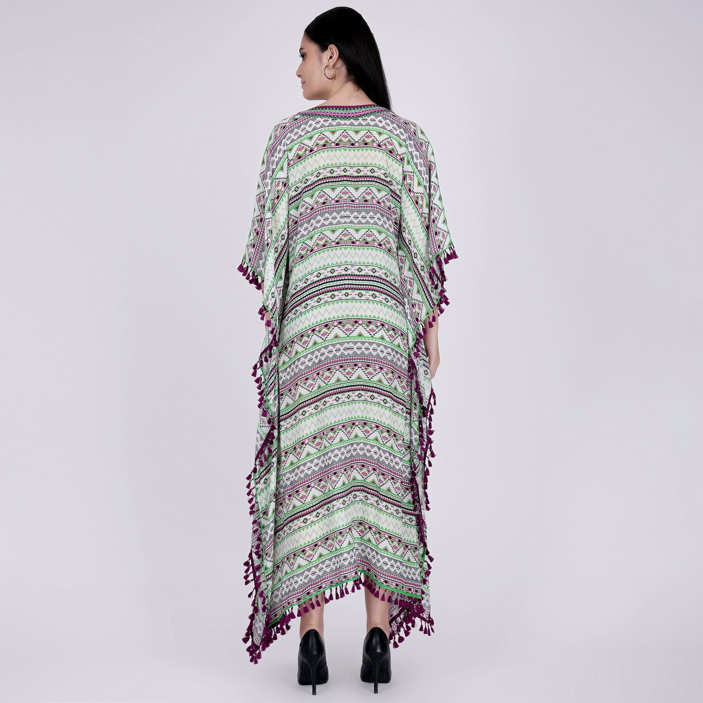 Lime Green Aztec Mid Length Kaftan