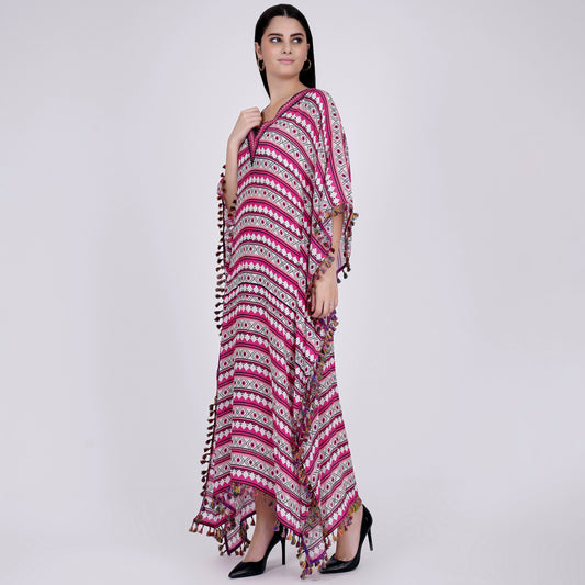 Pink Aztec Mid Length Kaftan
