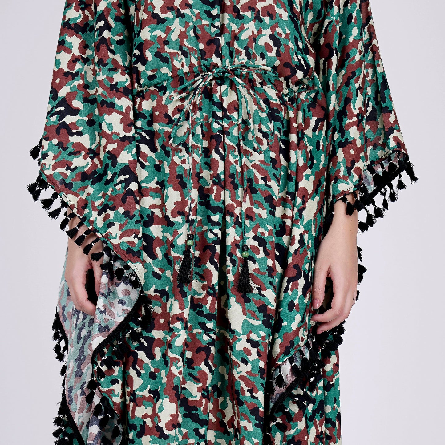 Green Camouflage Mid Length Kaftan