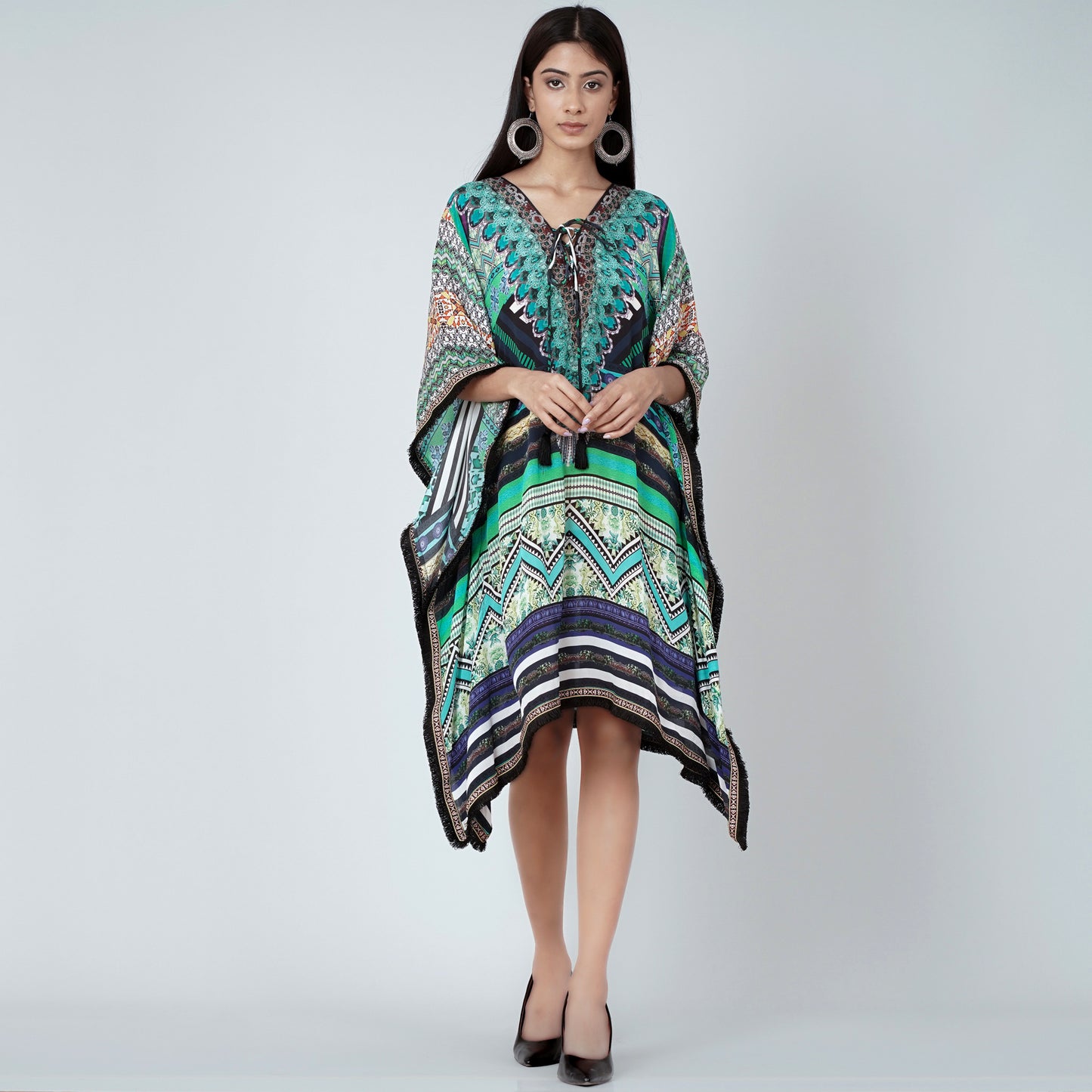 Green Geometric Kaftan Tunic