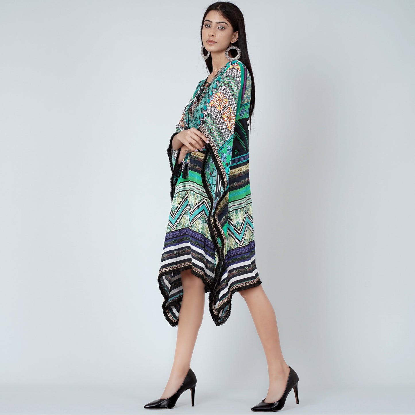 Green Geometric Kaftan Tunic