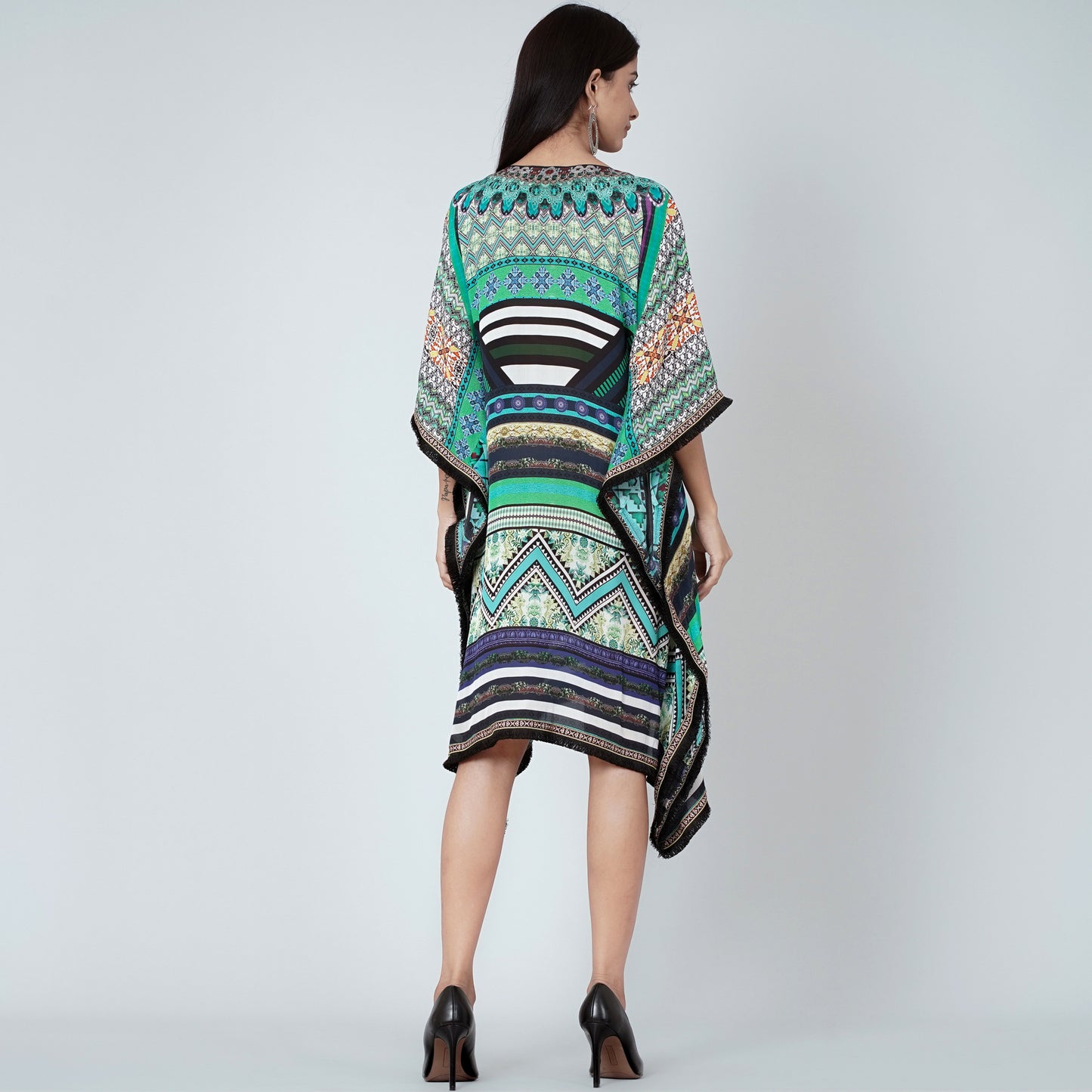 Green Geometric Kaftan Tunic