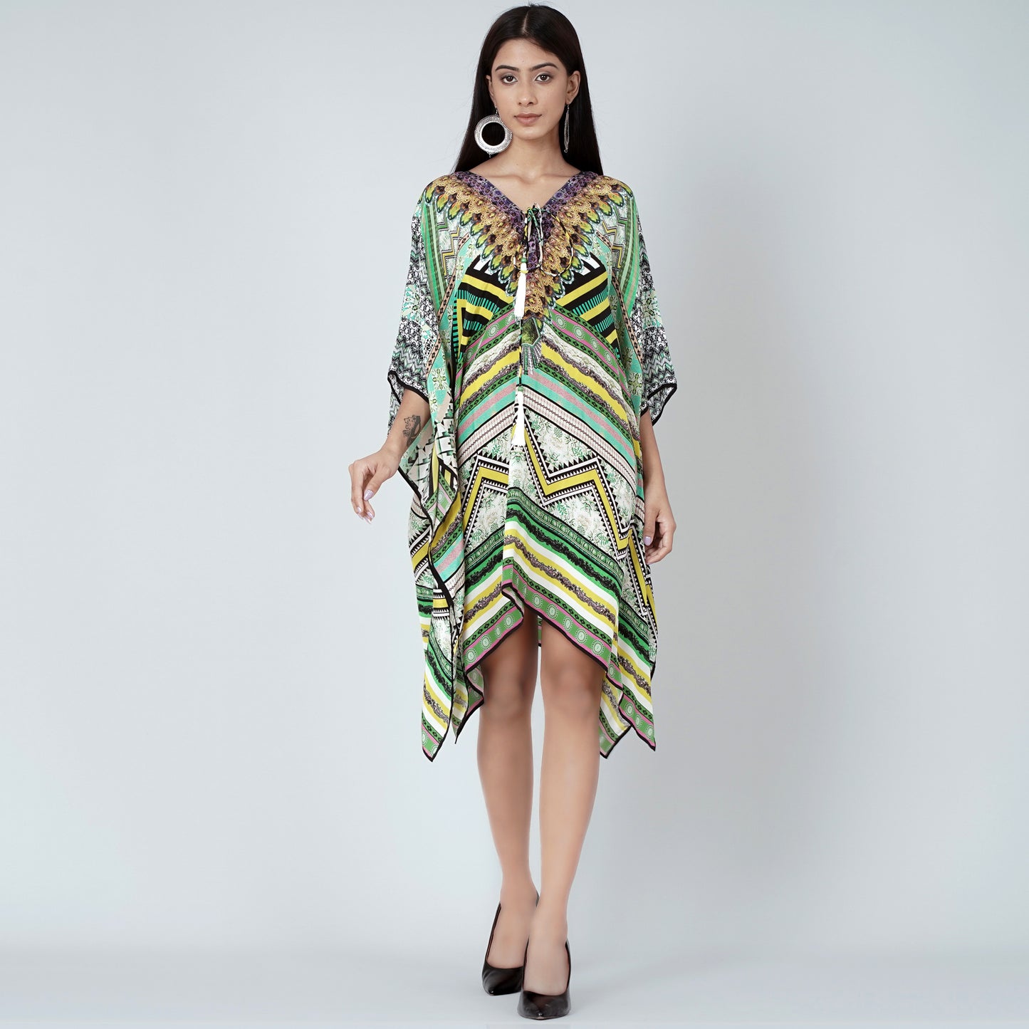 Jade Green Geometric Kaftan Tunic