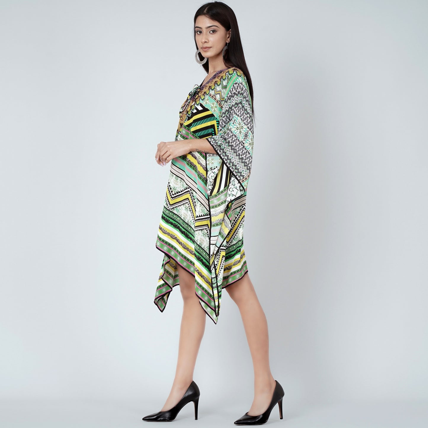 Jade Green Geometric Kaftan Tunic