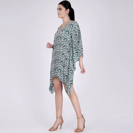 Green Zebra Print Kaftan Tunic