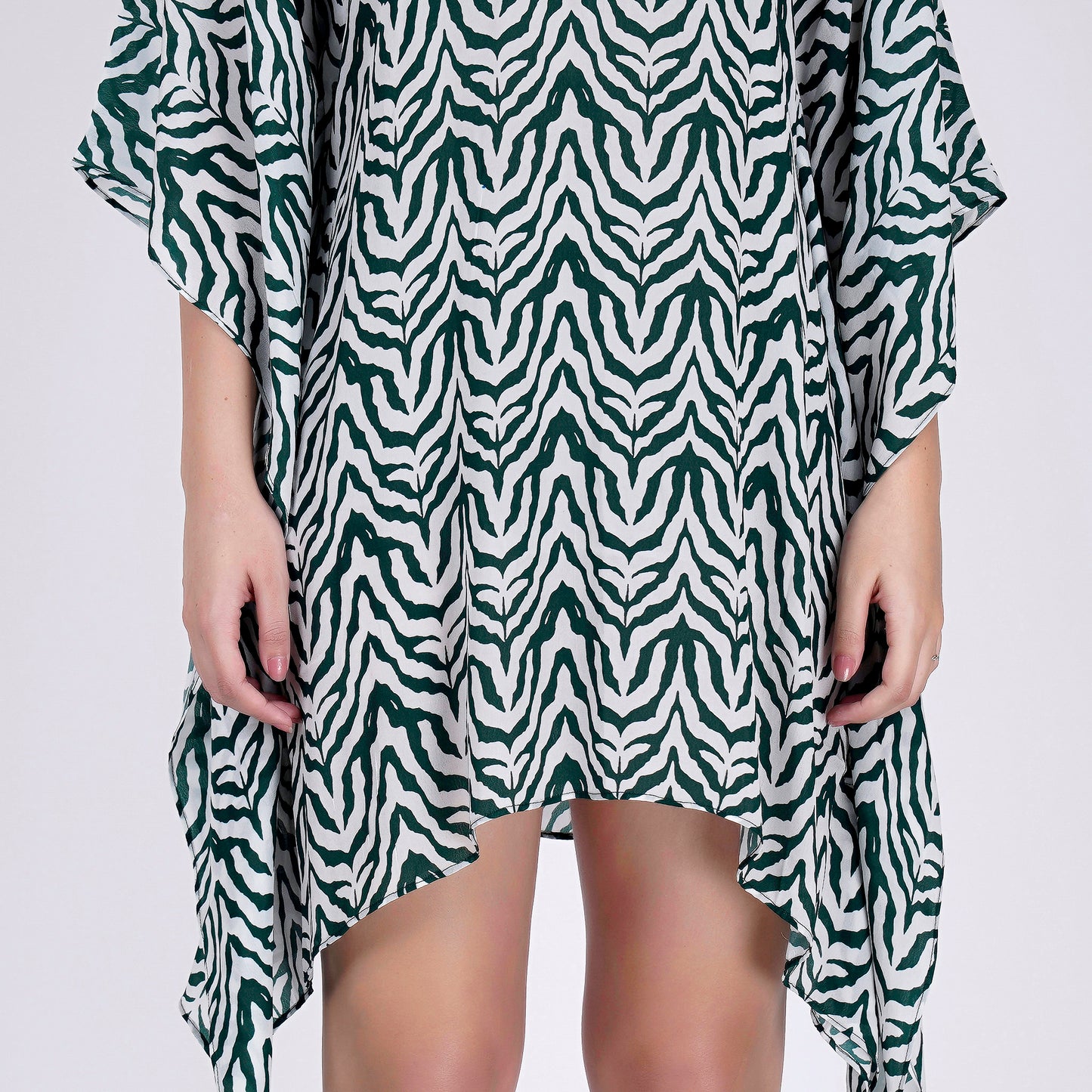 Green Zebra Print Kaftan Tunic
