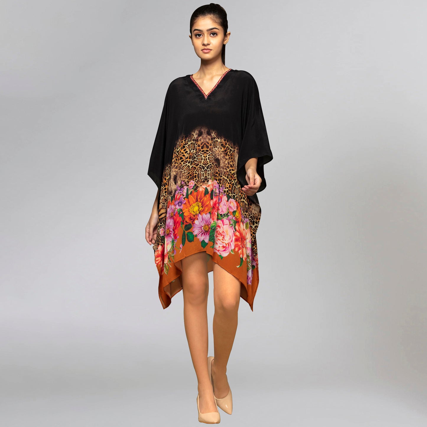 Black and Orange Kaftan Tunic