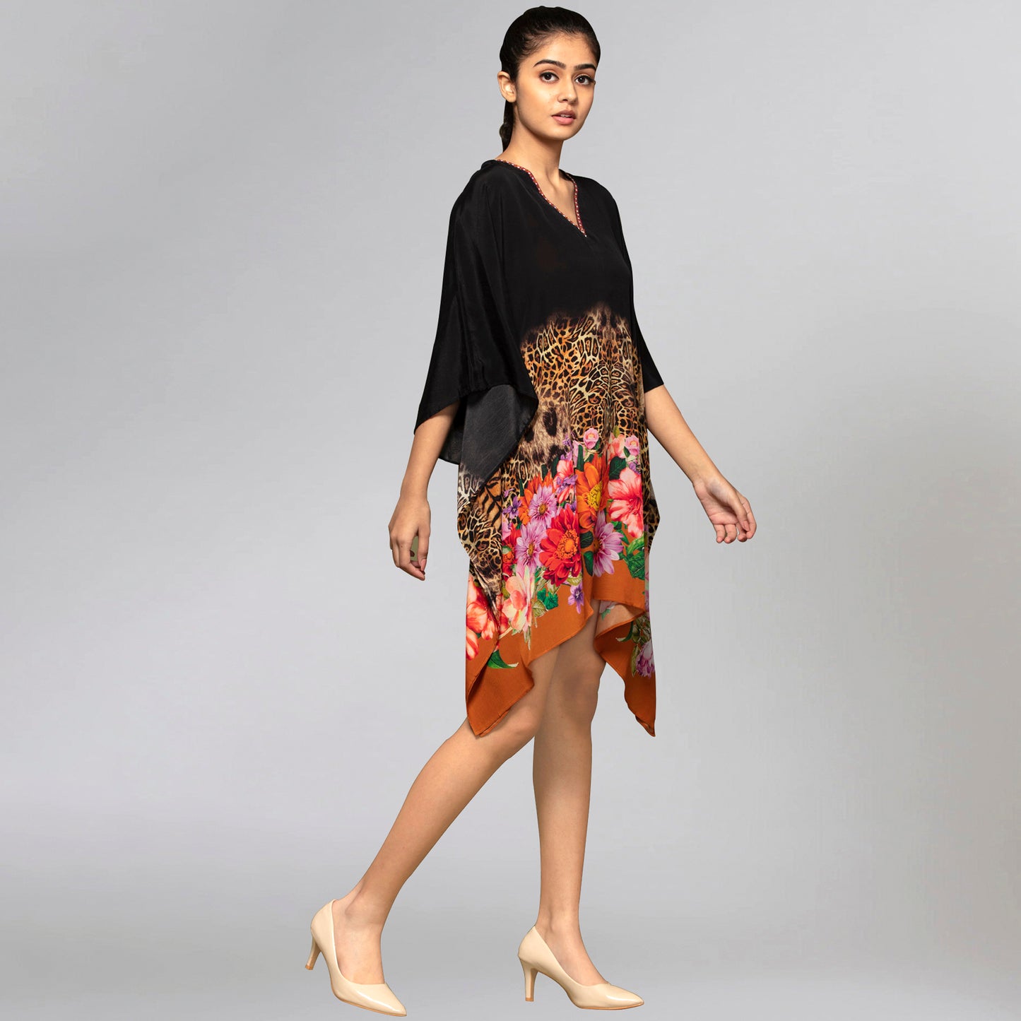 Black and Orange Kaftan Tunic