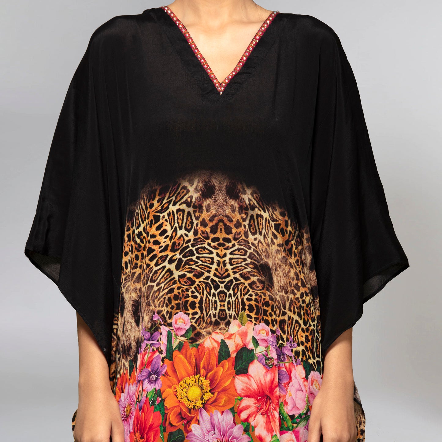 Black and Orange Kaftan Tunic