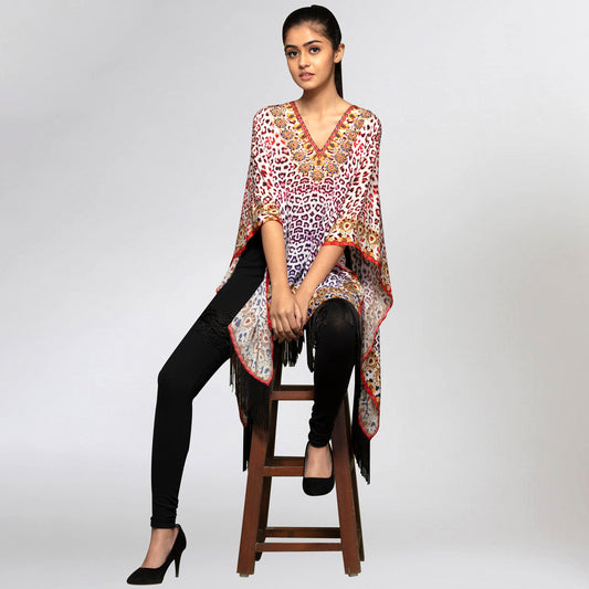 Burnt Orange and Brown Animal Print Kaftan Tunic