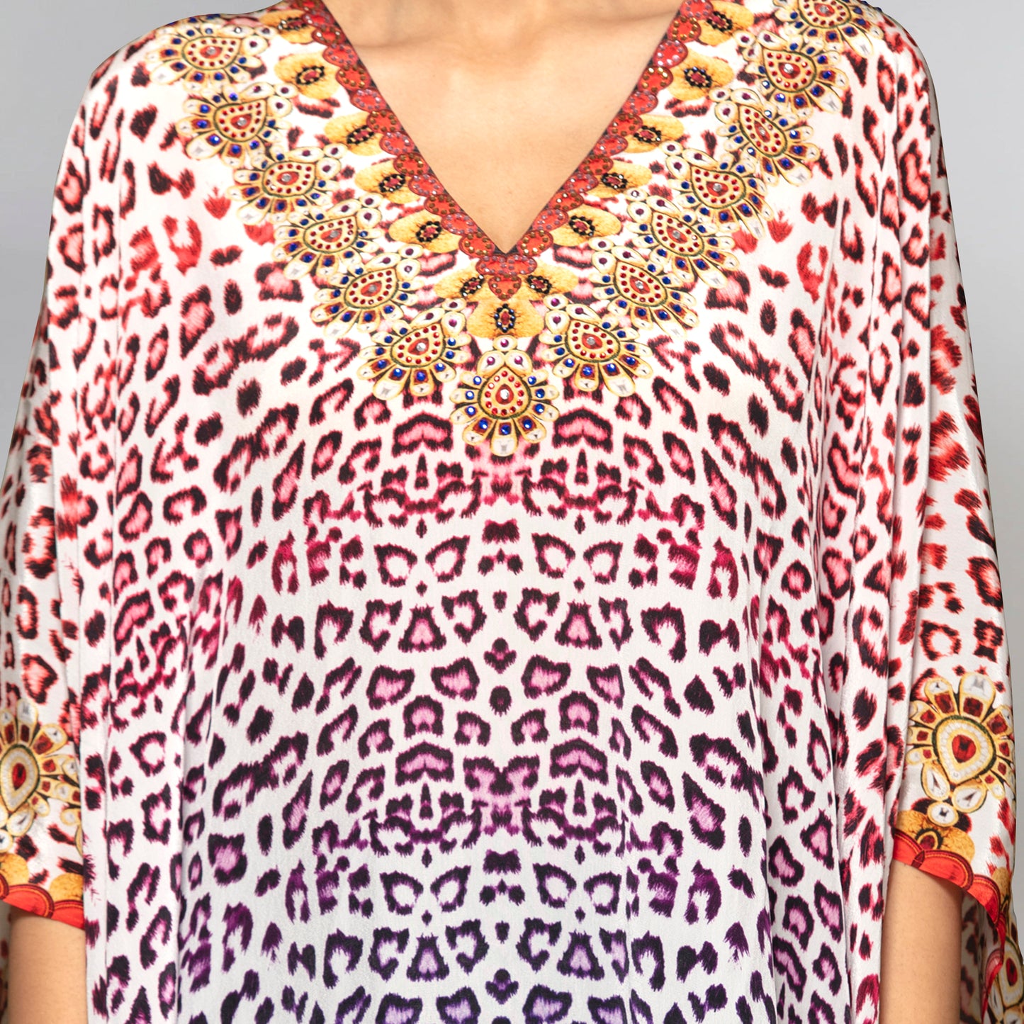 Burnt Orange and Brown Animal Print Kaftan Tunic