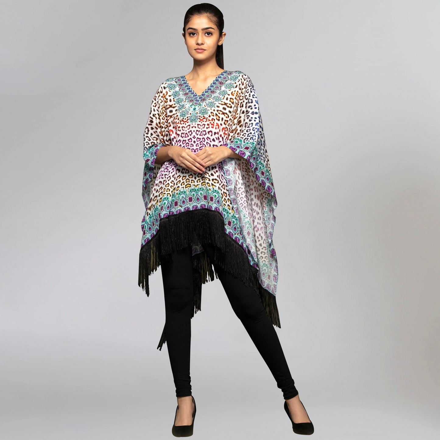 Multicoloured Animal Print Kaftan Tunic