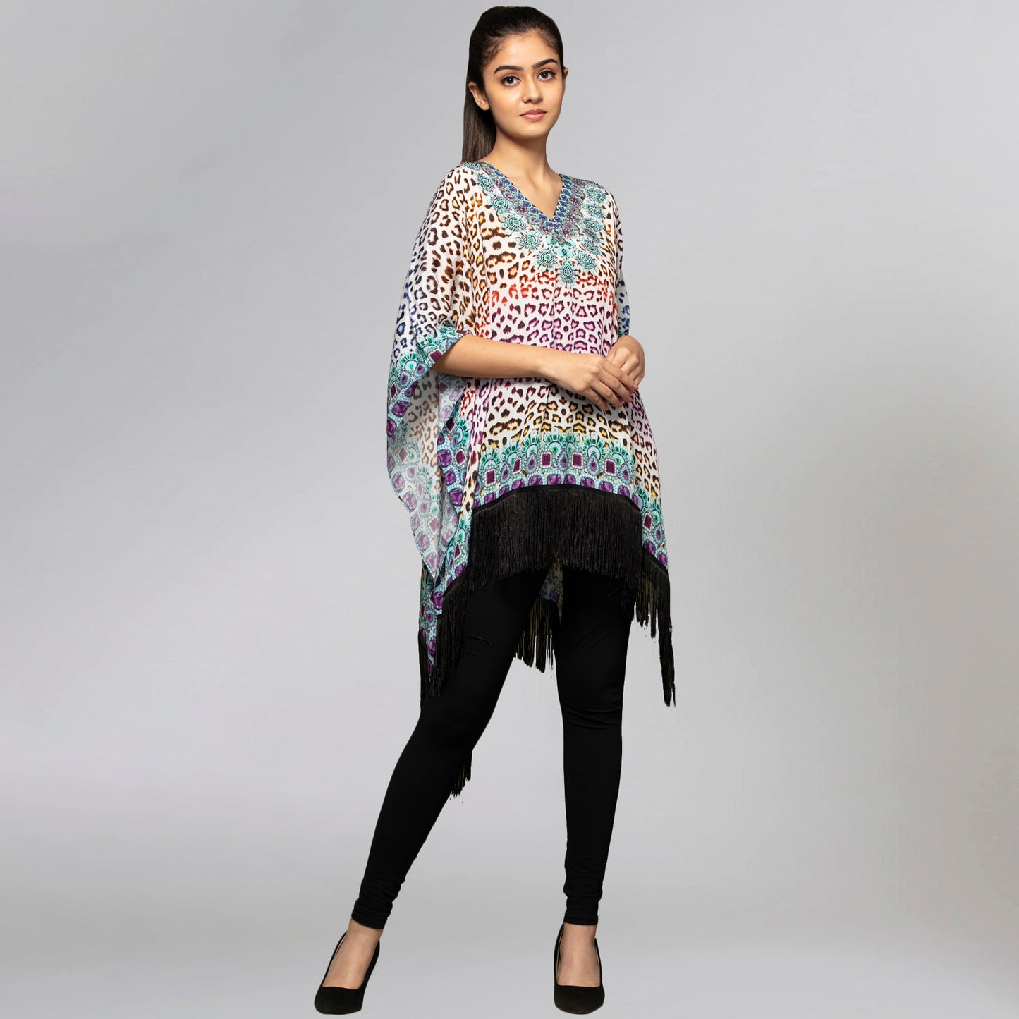 Multicoloured Animal Print Kaftan Tunic