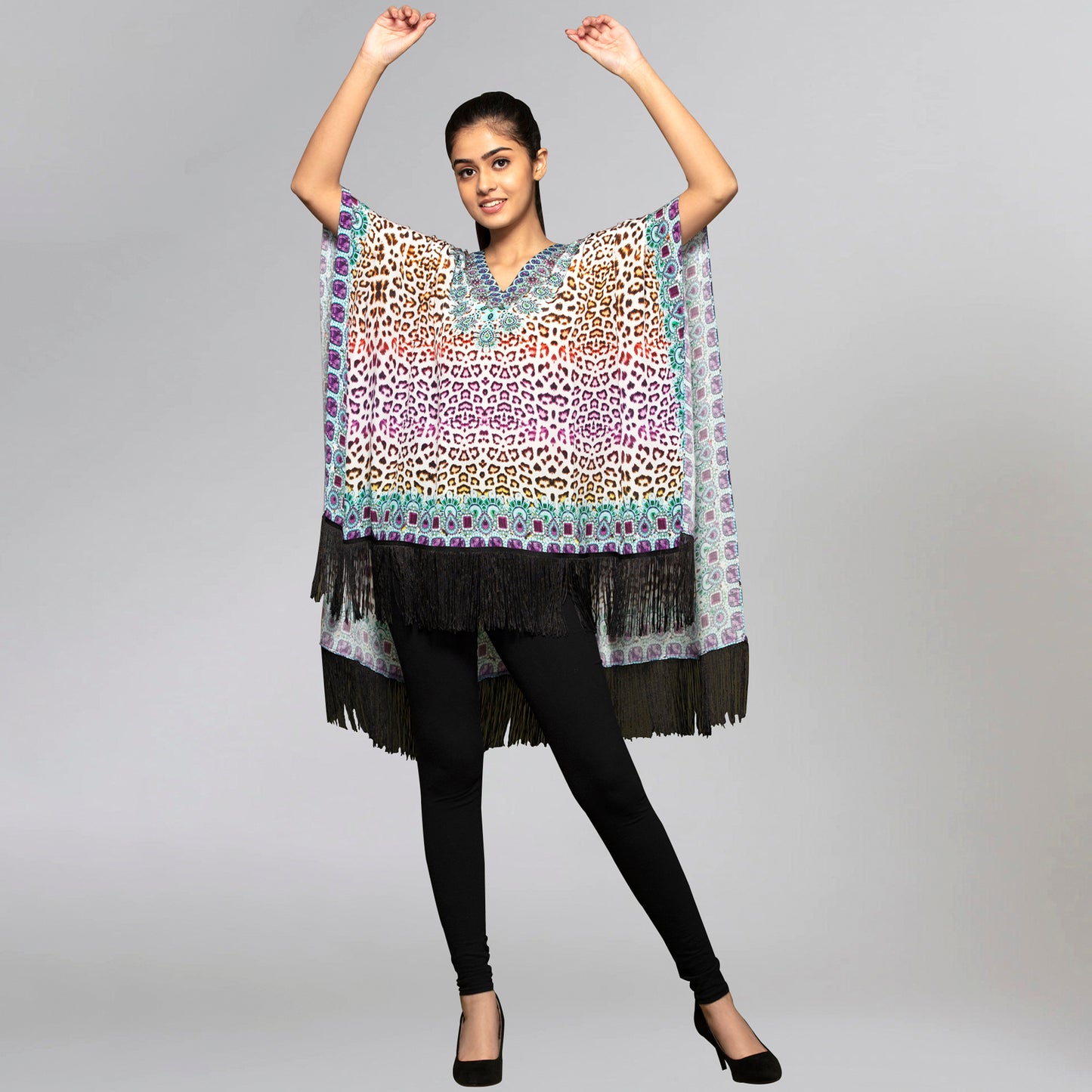 Multicoloured Animal Print Kaftan Tunic