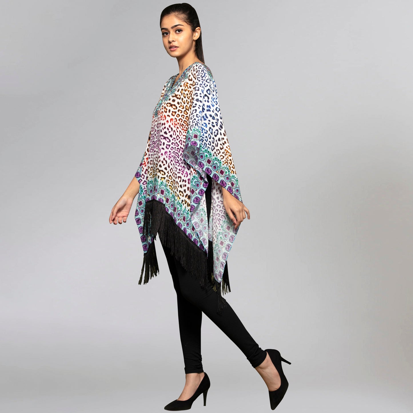 Multicoloured Animal Print Kaftan Tunic
