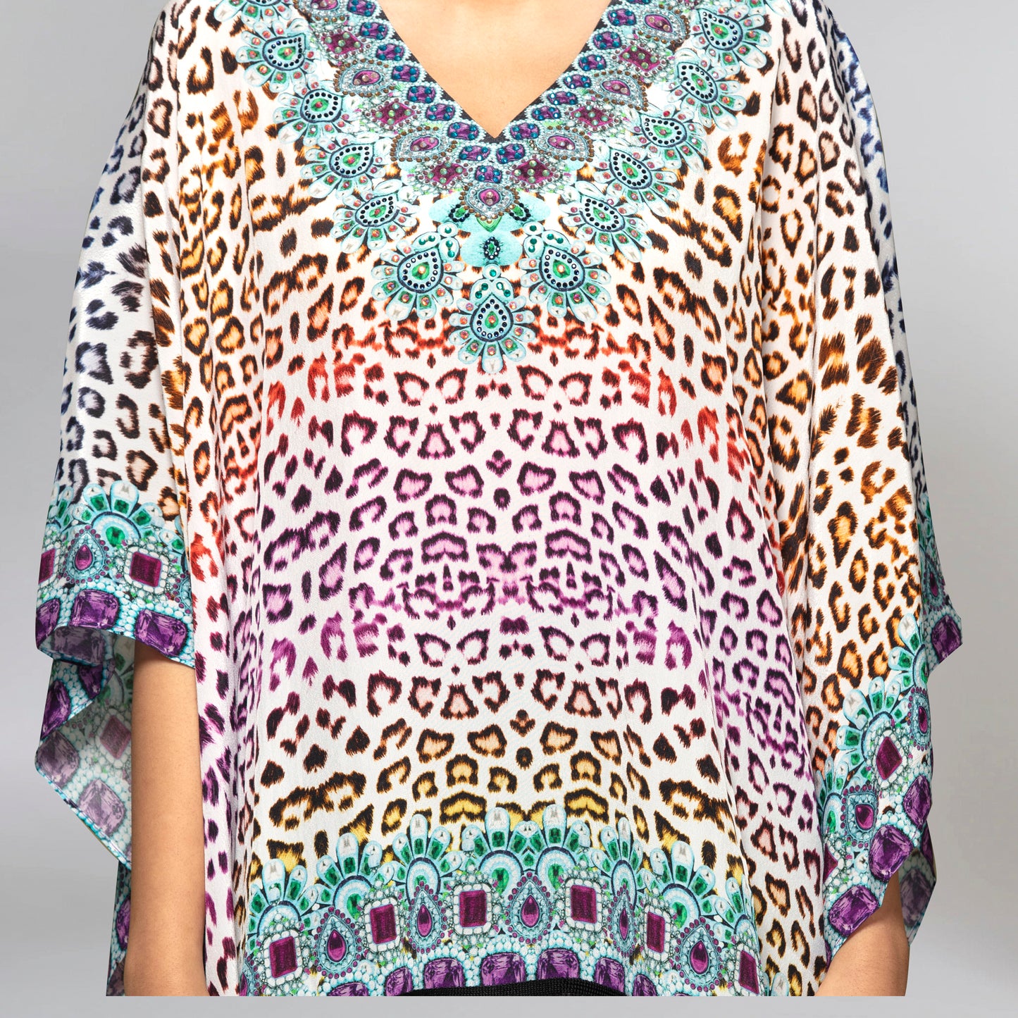 Multicoloured Animal Print Kaftan Tunic