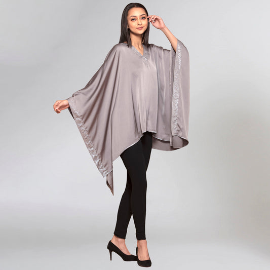 Grey Embellished Kaftan Top