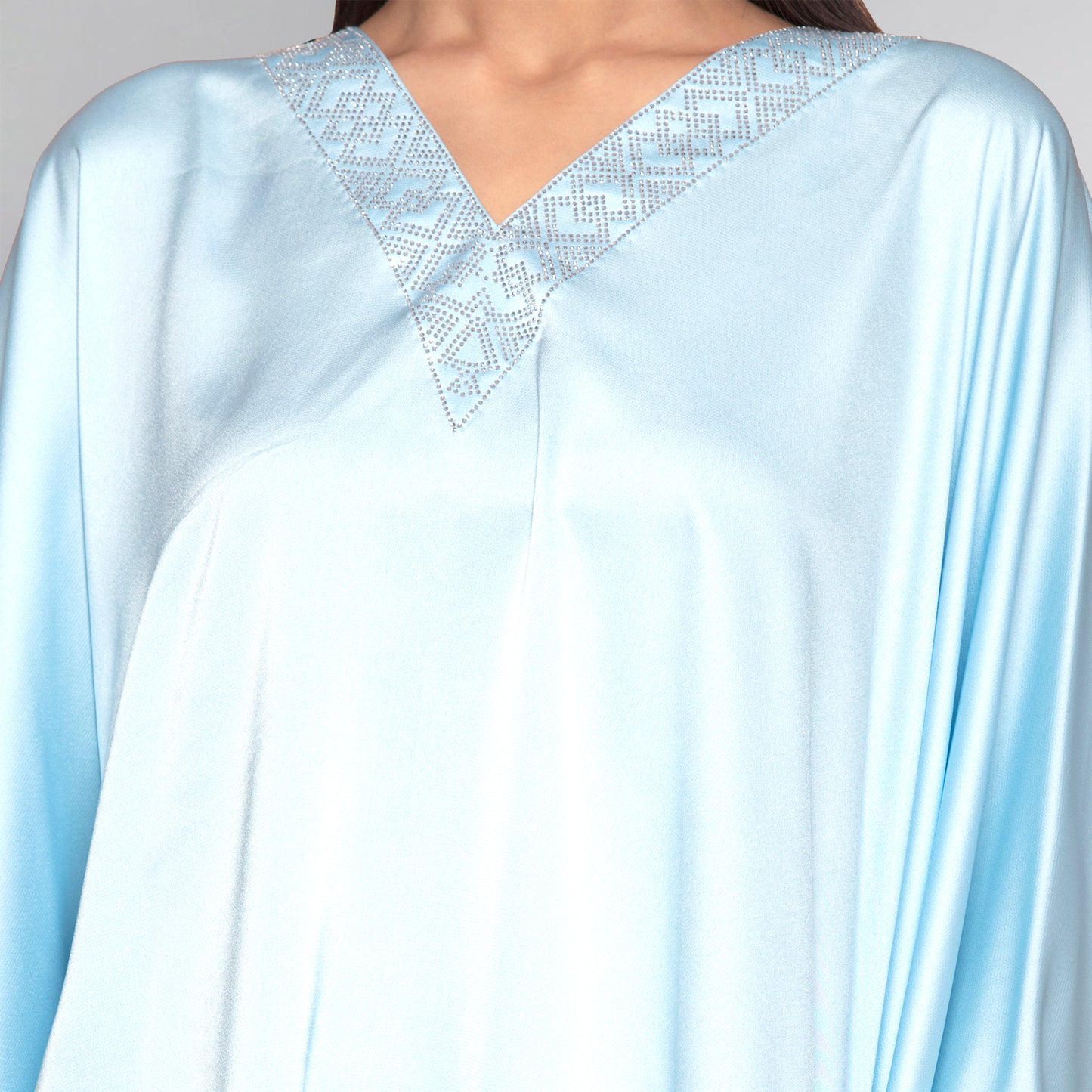 Light Blue Embellished Kaftan Top