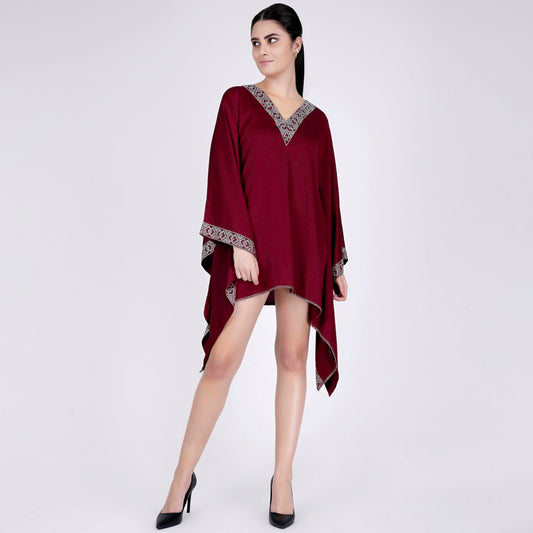 Maroon Embellished Kaftan Top