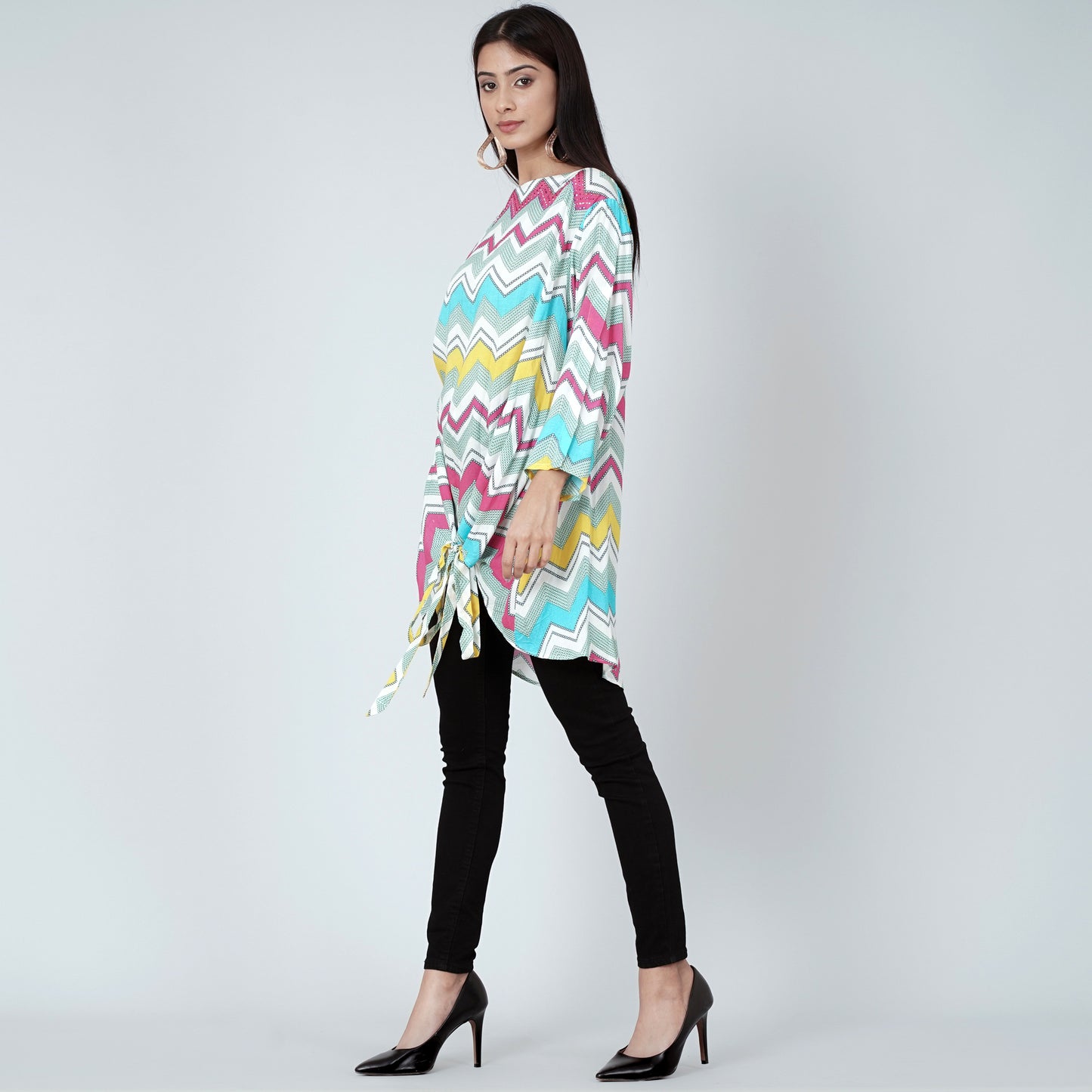 Blue and Pink Chevron Kaftan Top