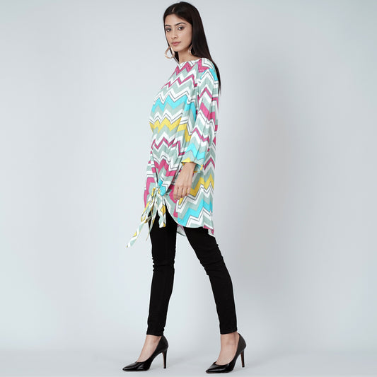 Blue and Pink Chevron Kaftan Top