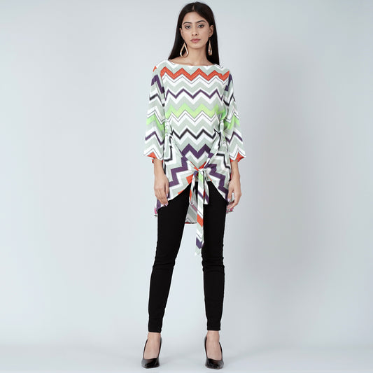 Orange and Green Chevron Kaftan Top