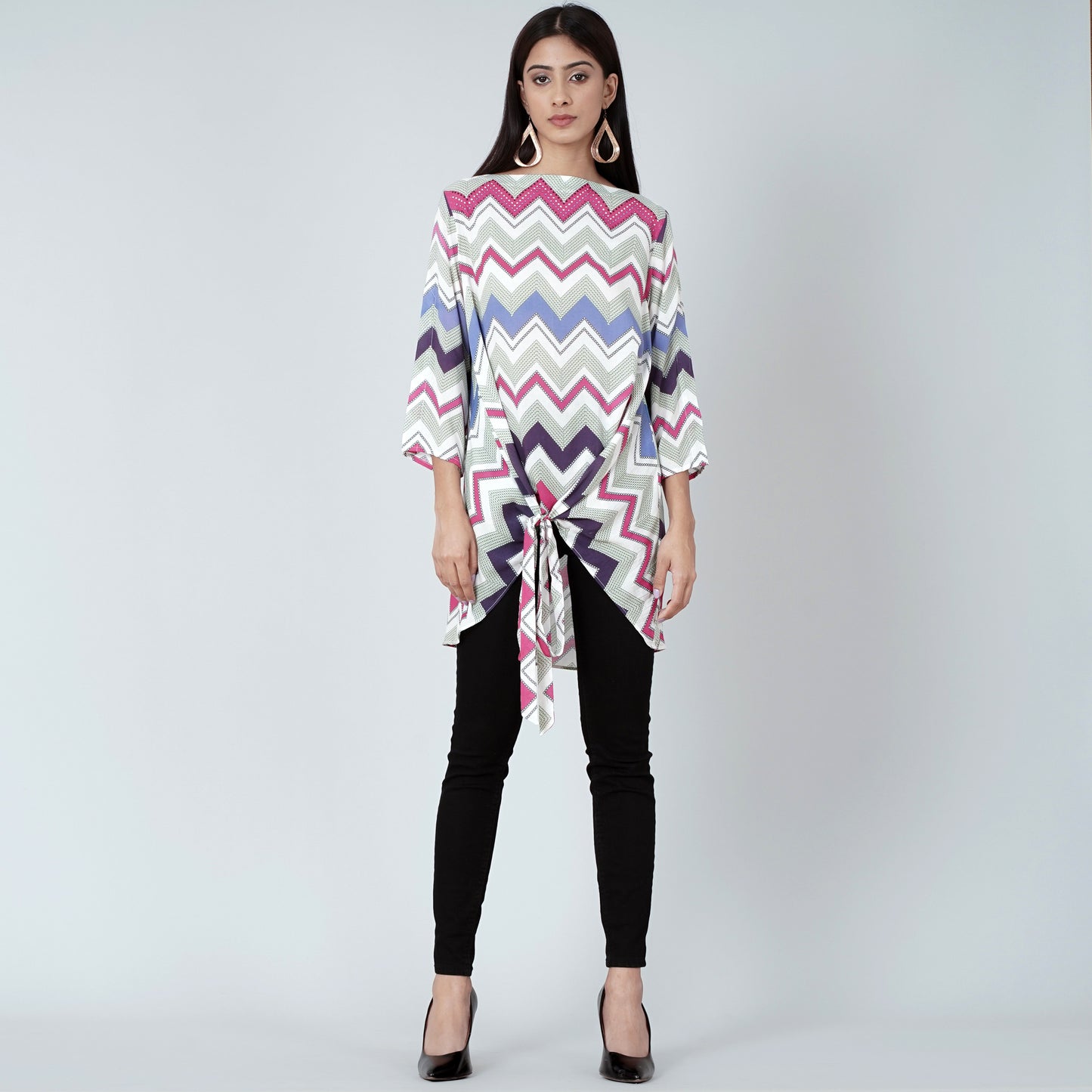 Pink and Blue Chevron Kaftan Top