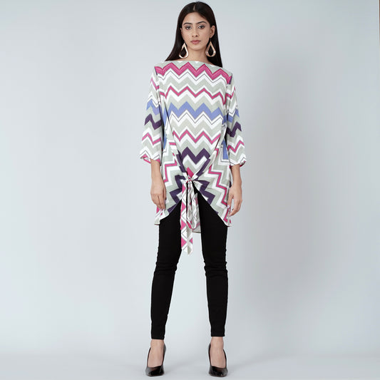 Pink and Blue Chevron Kaftan Top