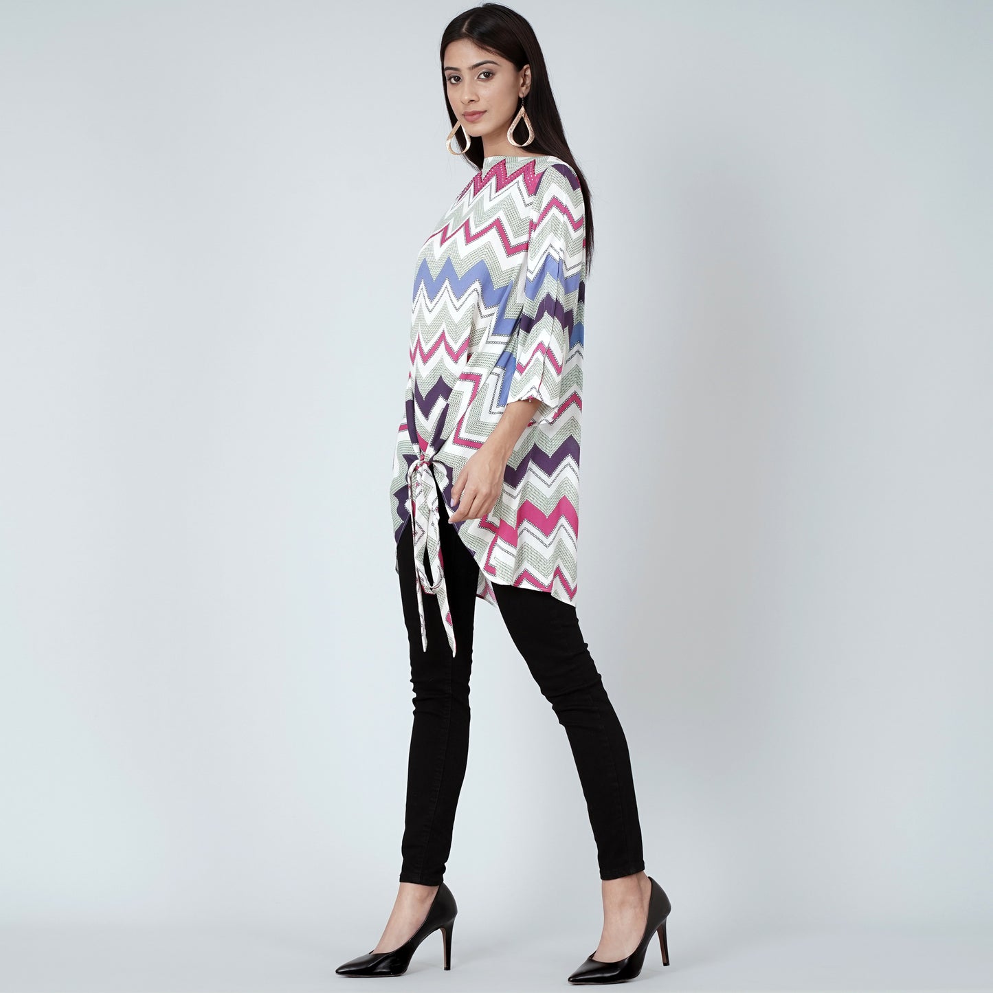 Pink and Blue Chevron Kaftan Top