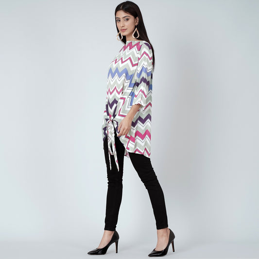 Pink and Blue Chevron Kaftan Top