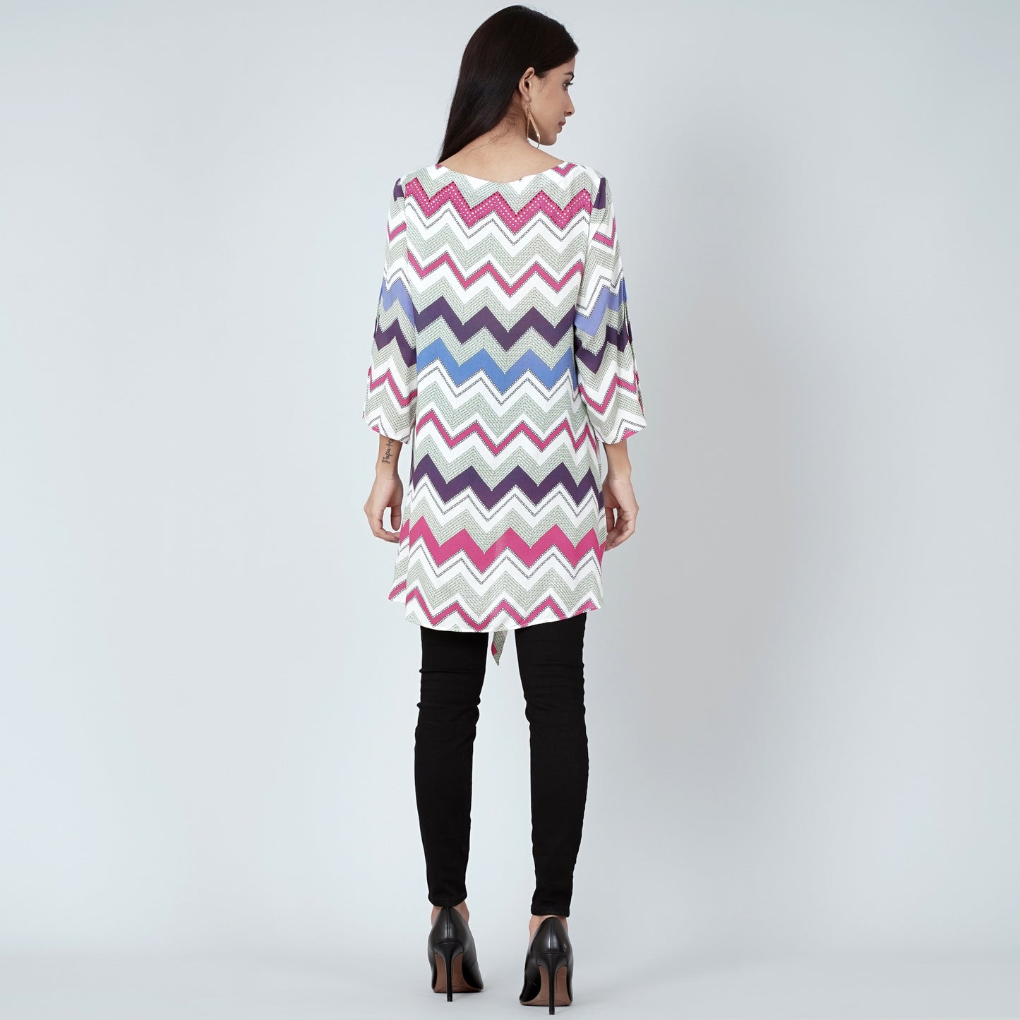 Pink and Blue Chevron Kaftan Top