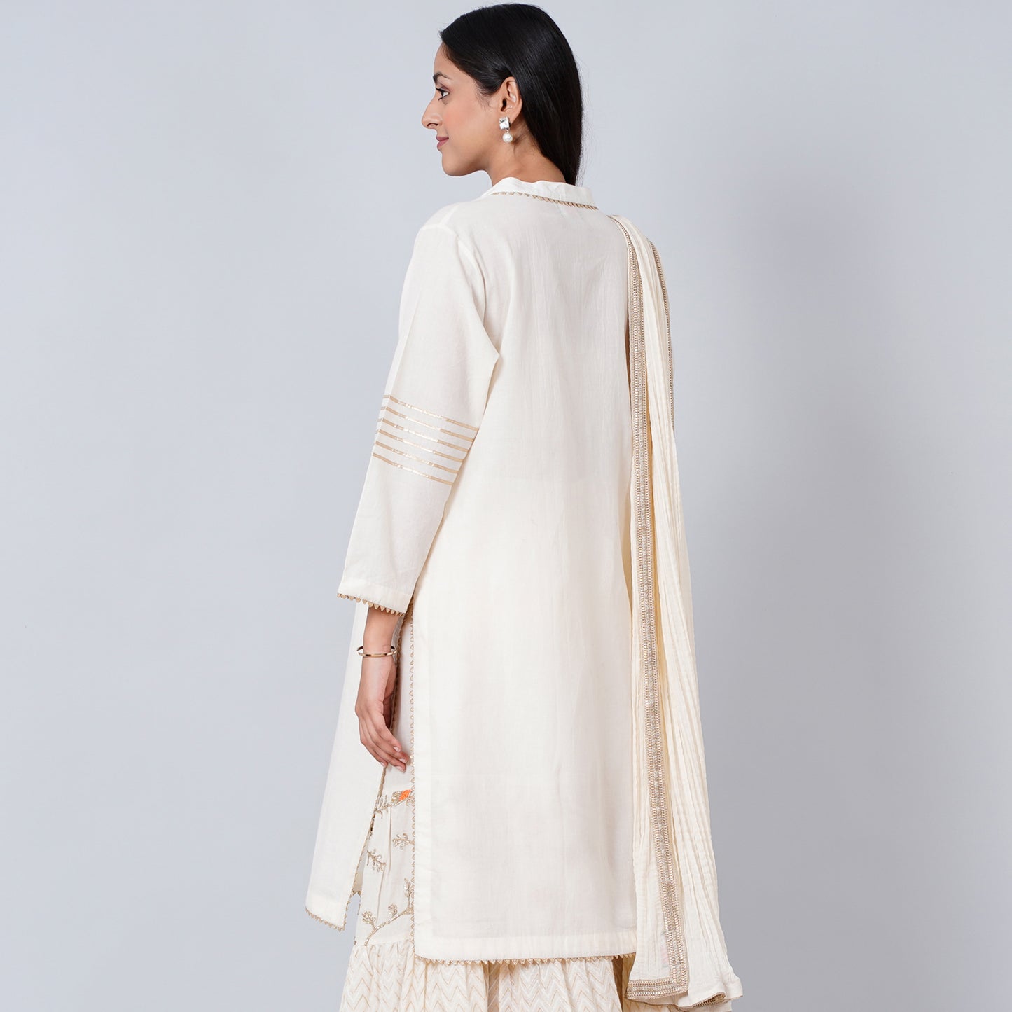 Ivory Nehru Collar Long Kurta