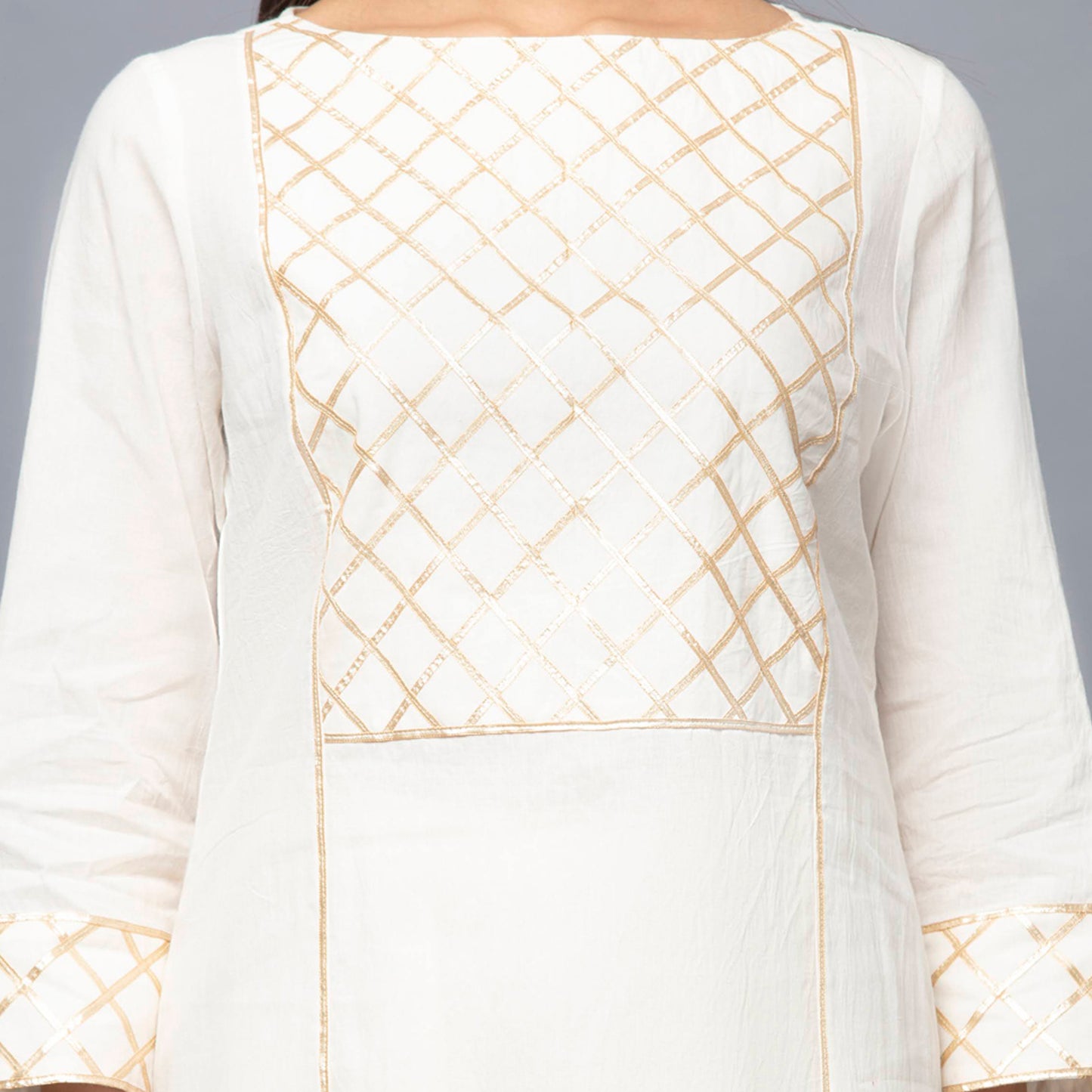 Ivory Boat Neck Long Kurta