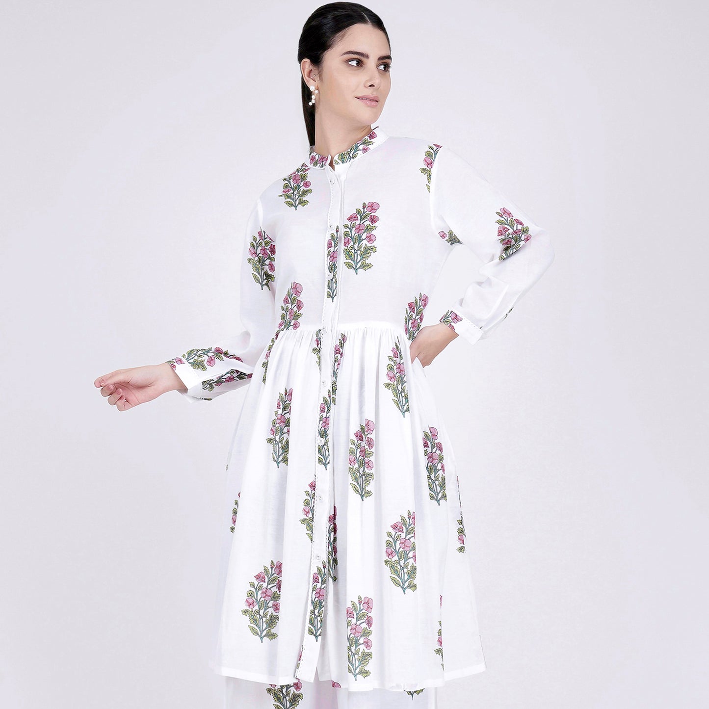 White Floral Kurta