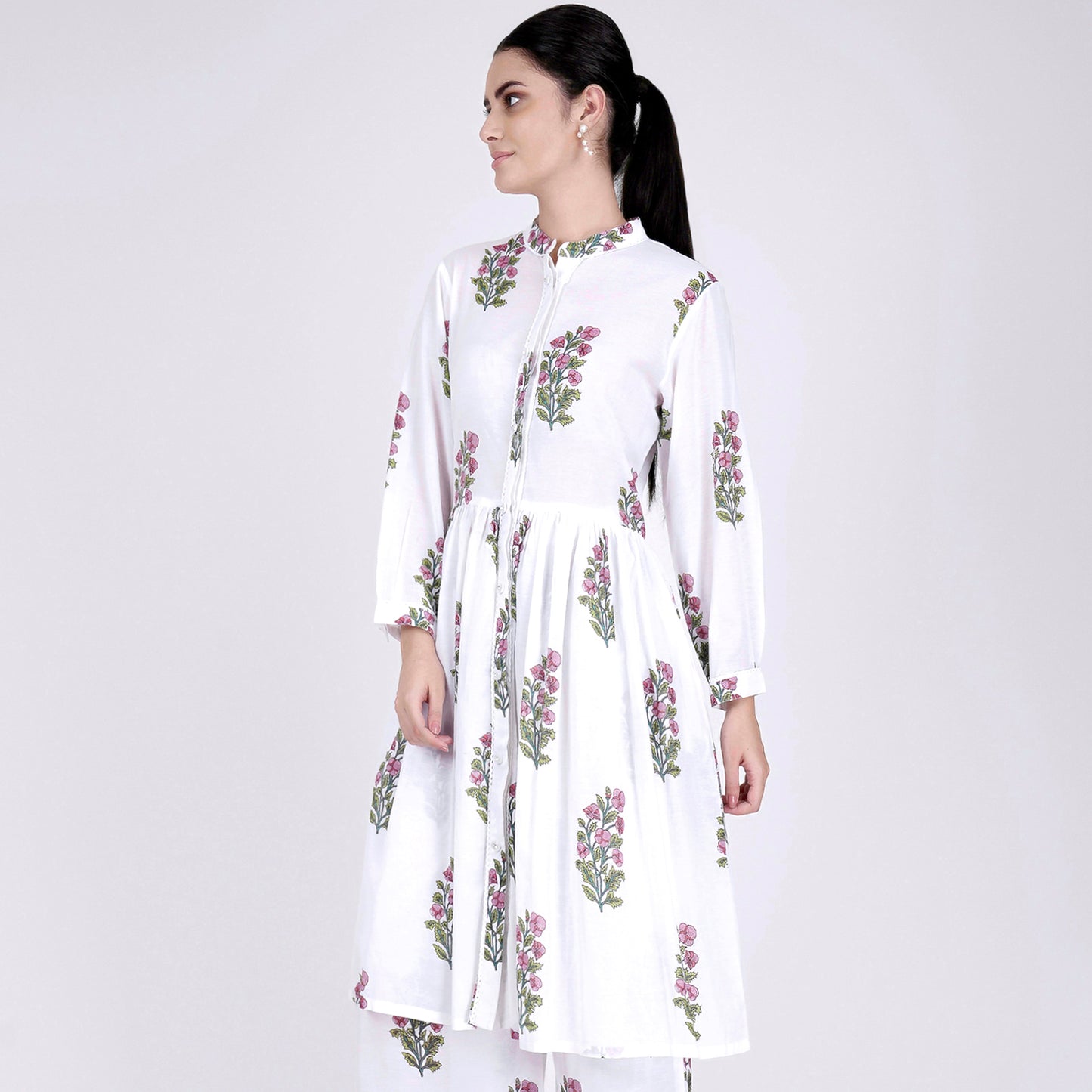 White Floral Kurta