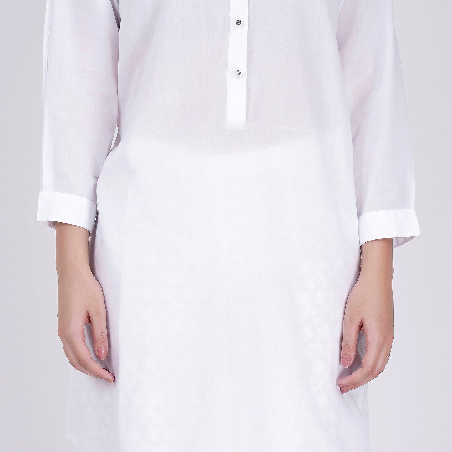 White Nehru Collar Kurta