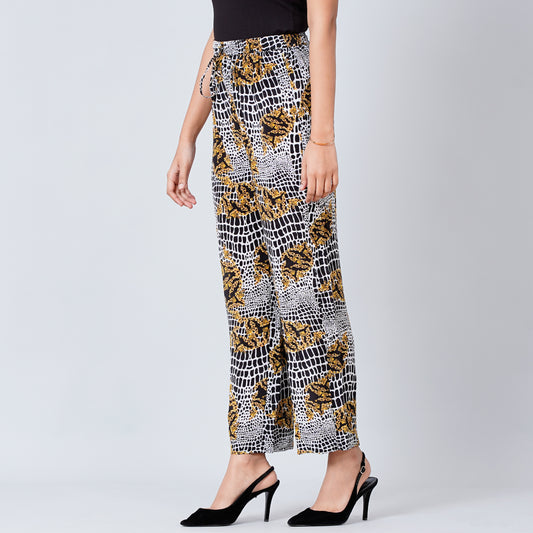 Yellow Baroque Animal Print Palazzos