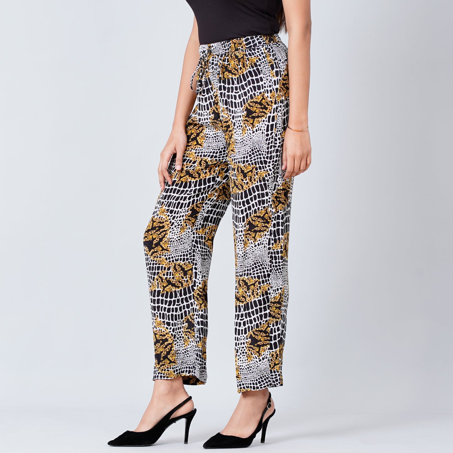 Yellow Baroque Animal Print Palazzos
