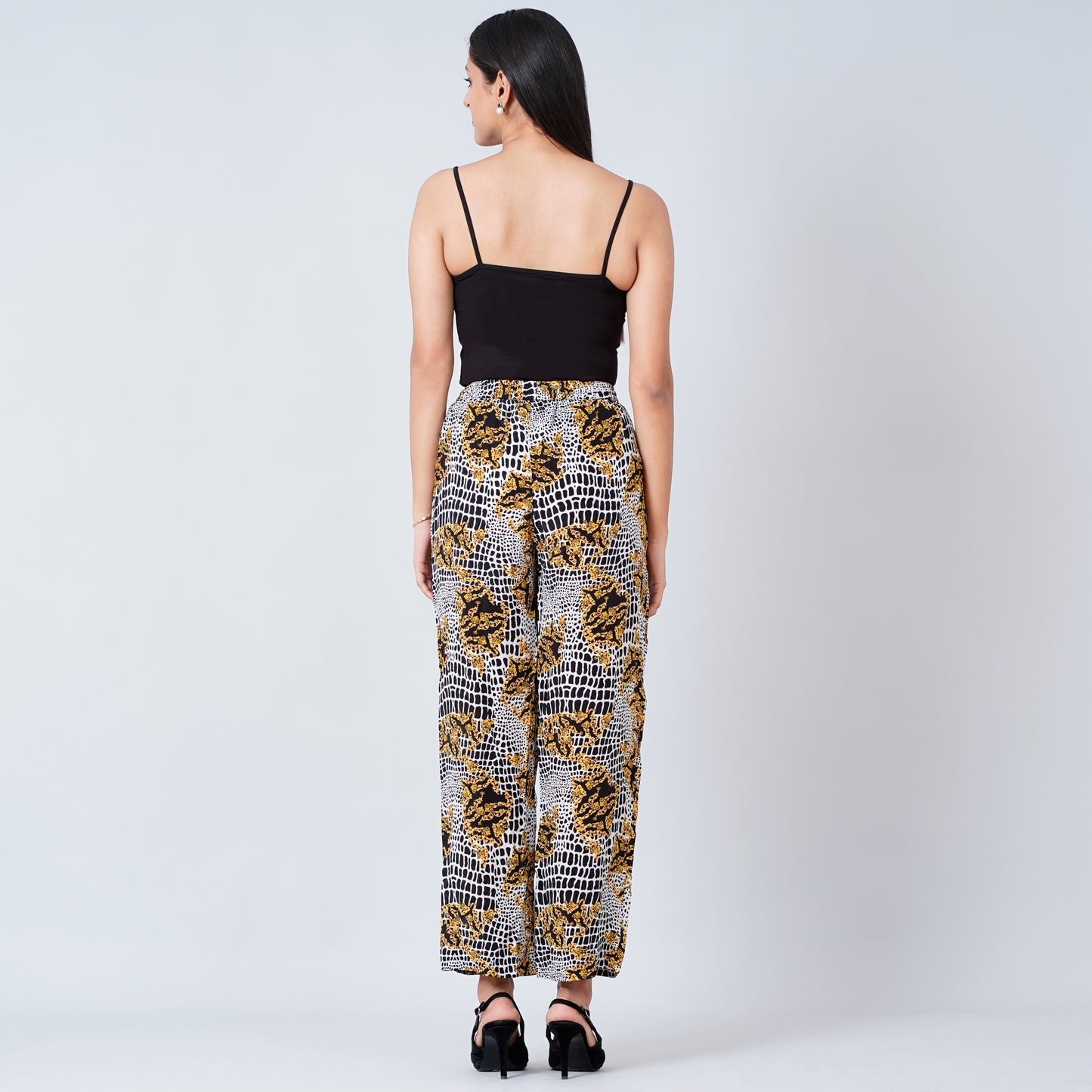 Yellow Baroque Animal Print Palazzos