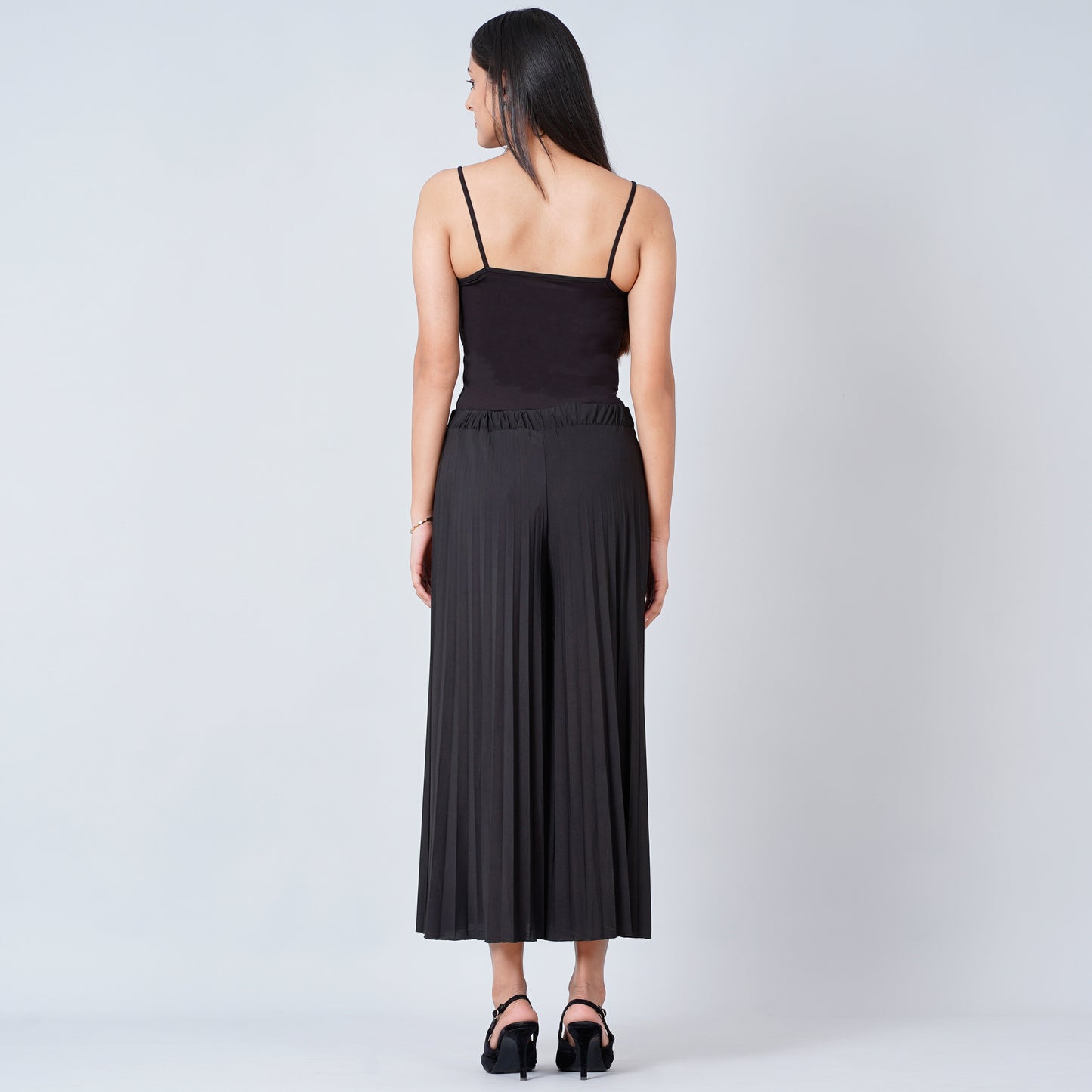 Black Wide Leg Pleated Palazzo