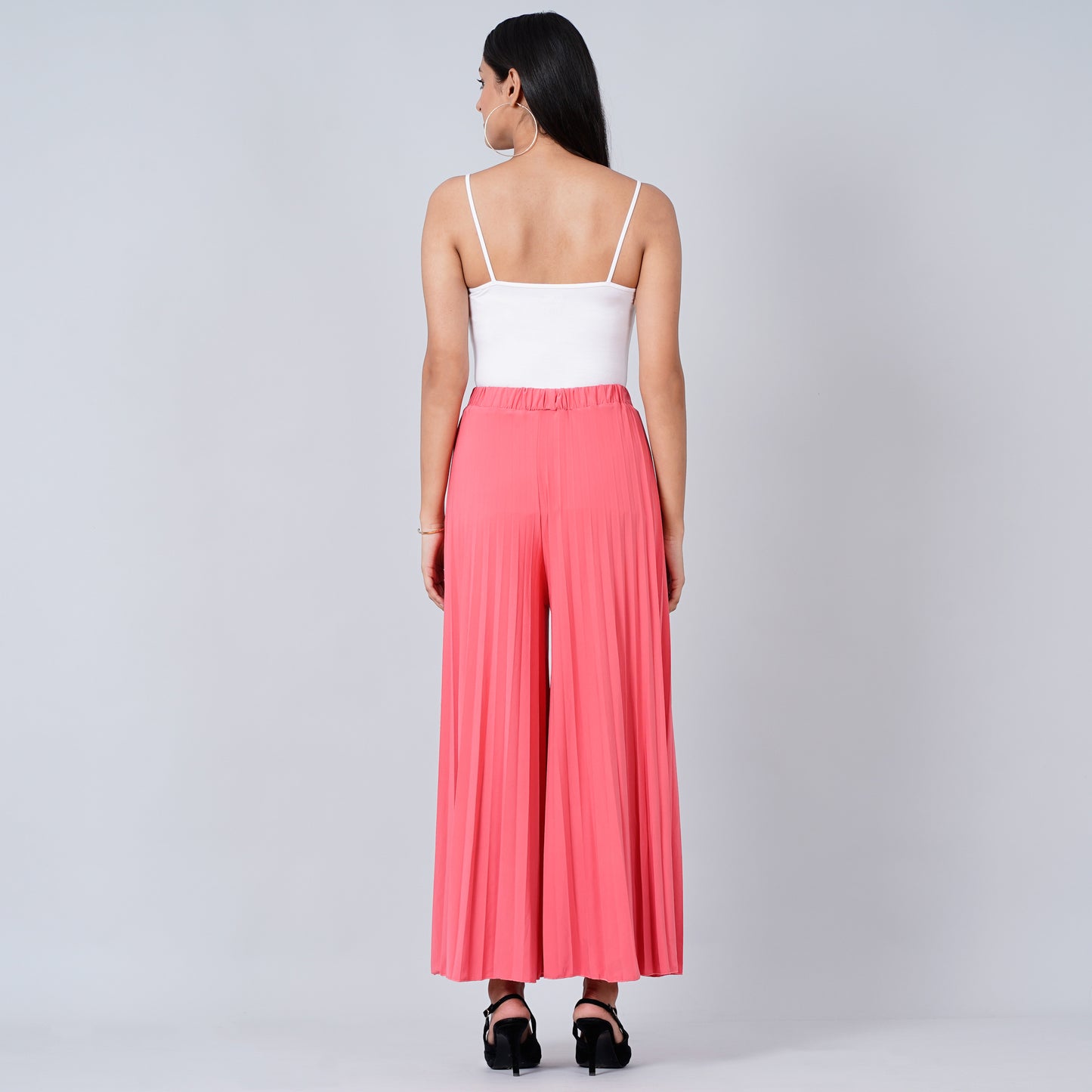 Fuchsia Pink Wide Leg Pleated Palazzo