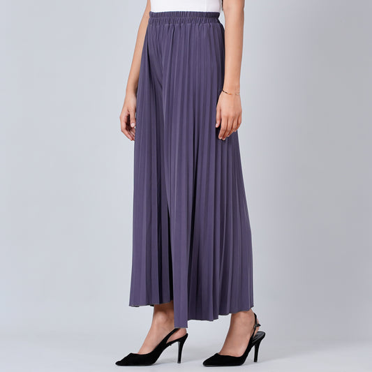 Grey Wide Leg Pleated Palazzo